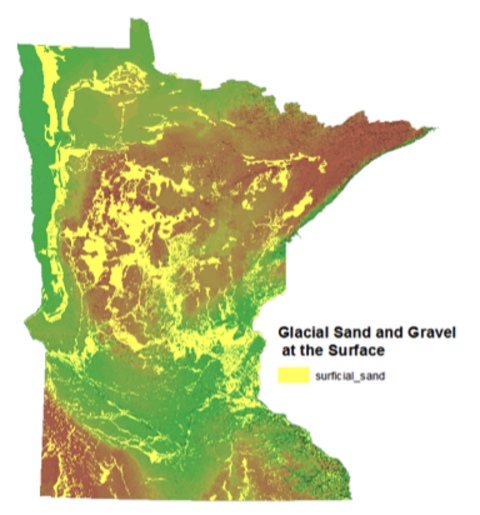 glacial sand gravel surface map