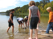 12-year-olds explore Minnesota shallow lake water