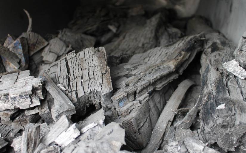 Burned wood for biochar