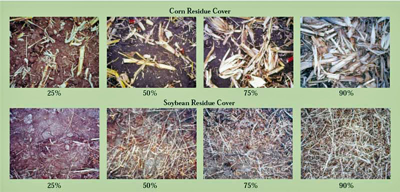 pictures that show ground covered by both corn and soybean crop residue.