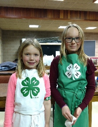 4-h cloverbud youth wearing aprons