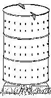 Black and white drawing of barrel composter