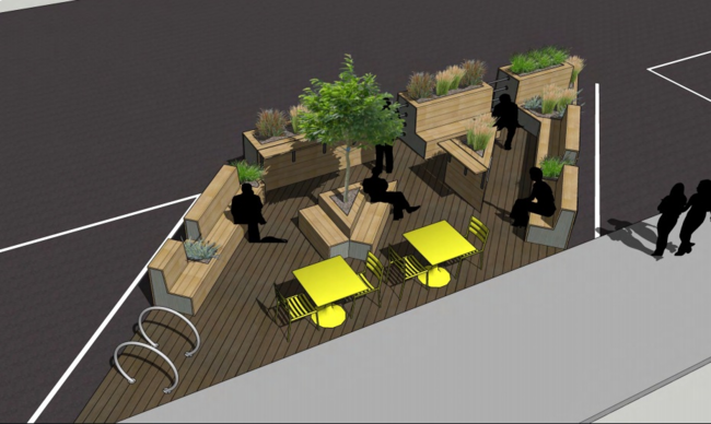 Parklet prototype drawing from the design stage.