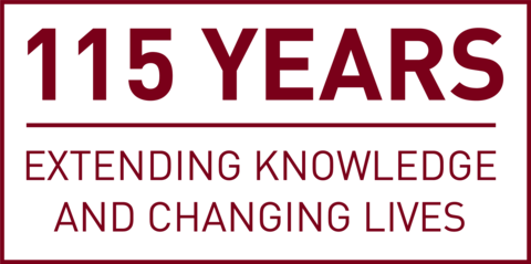 Icon reads: 115 YEARS above a line, and below the line reads EXTENDING KNOWLEDGE AND CHANGING LIVES