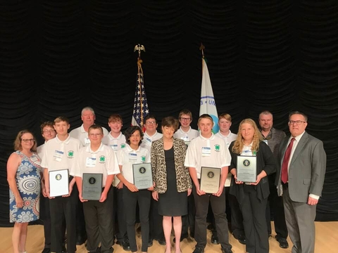 The Big Stone County 4-H AIS Detectors receiving the President’s Environmental Youth Award.