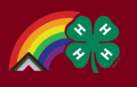 4-H clover with rainbow and LGBTQ+ colors