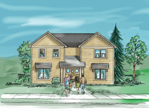 Sketch of Hillcrest Village duplex home.