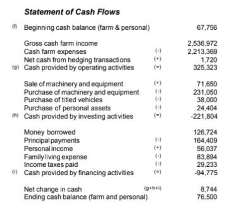 Example of statement of cash flows.