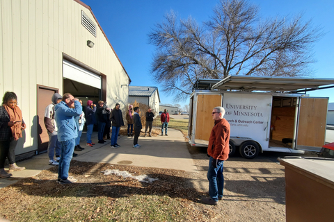 Students tour a solar-fitted trailer