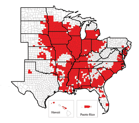 Soybean cyst nematode distribution in US