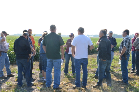 People at soybean plot tour.
