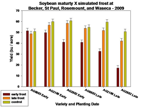 bar graph illustrating maturity and simulated frost