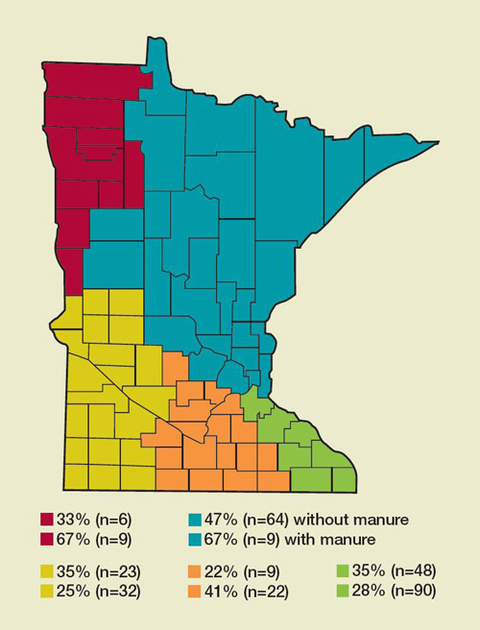 Map of minnesota with 5 regions