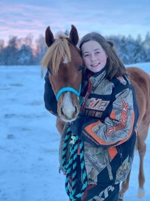 2022 Arabian horse winner, Peyton M., Cass County, with her horse.