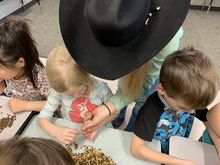 Leah teaching kids about types of horse feed