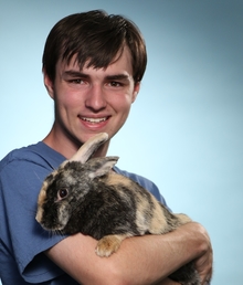 Caleb and a rabbit.