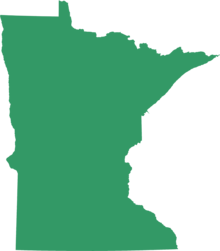 A green map of Minnesota.
