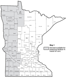 Fertilizer Nitrogen guideline map. The western half of the map is shaded in gray.