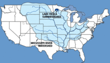 Map of the Mississippi river watershed.