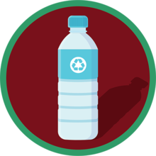 plastic bottle with recycle icon on label