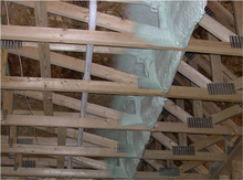 Spray foam insulation on trusses.
