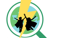 Green superheroes of science logo