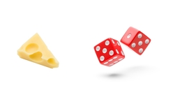 Cheese and dice symbolizing a serving size