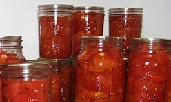 Jars of tomatoes.