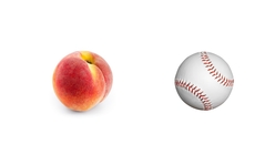 Peach and a baseball symbolizing a portion.
