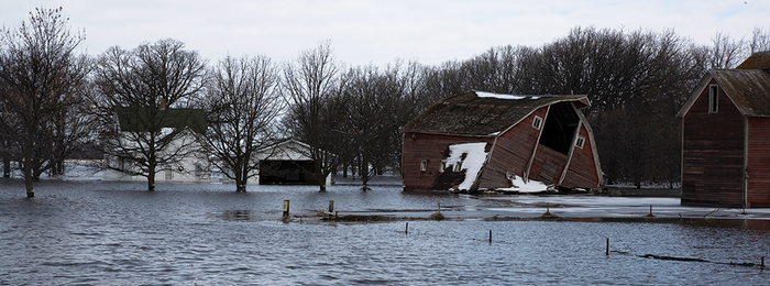 Flooded farm.