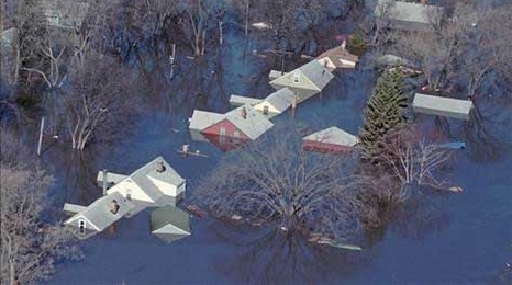 Aerial view of flood.