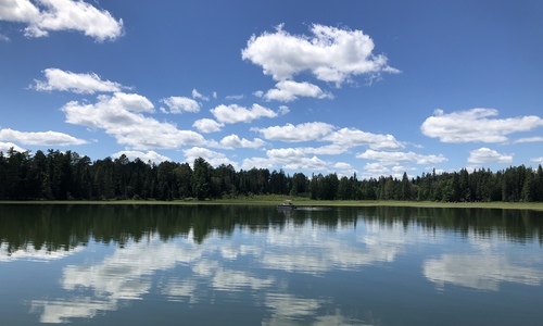 lake with clouds reflected