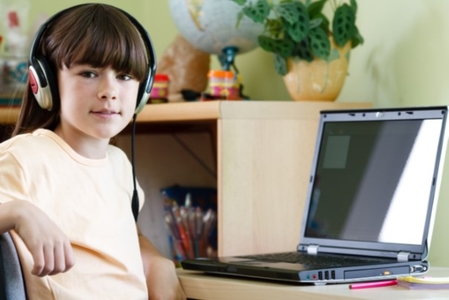 Youth on computer