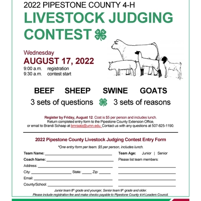 2022 Pipestone Co Livestock Judging Contest