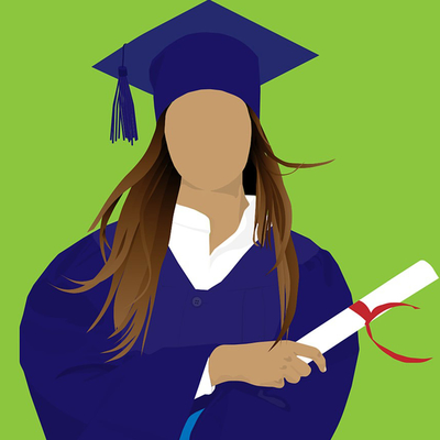 illustration of graduate with diploma and 4-H clover