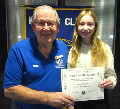 Audrey England-County 4-H'er Honored by Kiwanis Sunrisers of Winona for January 2024
