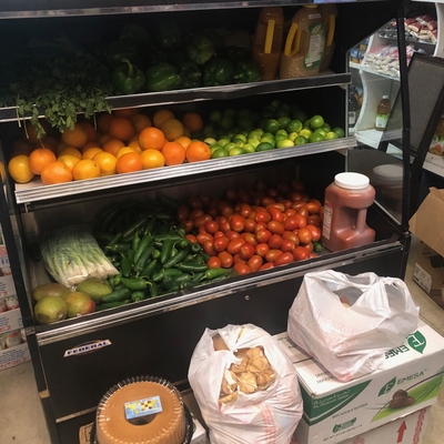new display for fruits and vegetables in Somali grocery store