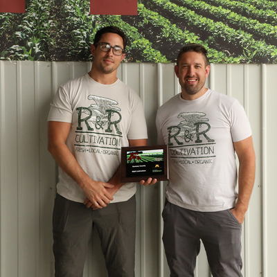 Nick Robinson and Lance Ramm of R&R Cultivation at Farm Fest.