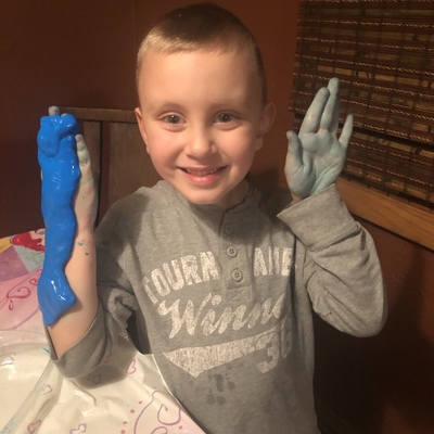 kid with blue slime