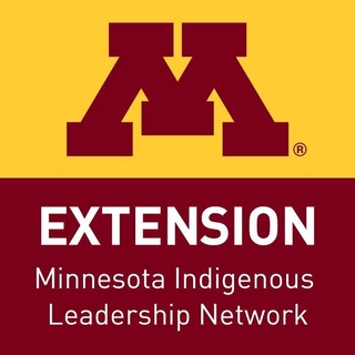 Maroon and gold icon reads Extension Minnesota Indigenous Leadership Network