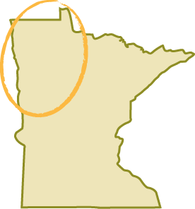 map of Minnesota with circle over northwest region of the state