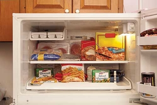 Convenience foods in the freezer.