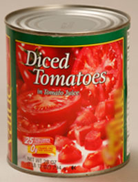 Metal can of tomatoes.