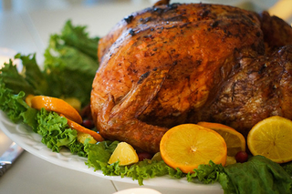 Turkey on platter.