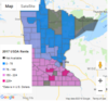 Map of Minnesota showing different colors in counties corresponding to land value.