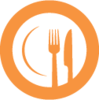 Icon of dinner plate with fork and knife